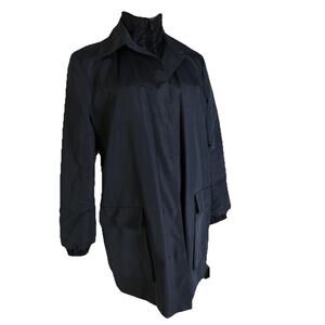 Jil Sander High Neck Cotton Blend, Silk Inner Vest Jacket in Black Size 38